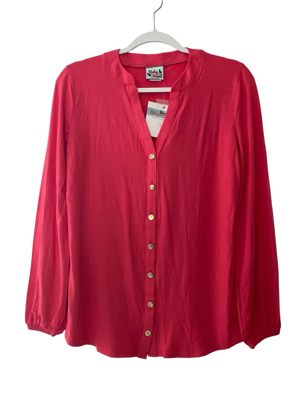 Haley & the Hound Button-Front Long Sleeve Blouse